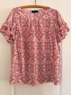 NWOT - Lane Bryant Pink Pattern Short Sleeve Top - Size 16